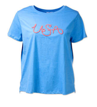 Thumbnail 1: Club 76 Women's Plus Embroidered Americana USA Tee 