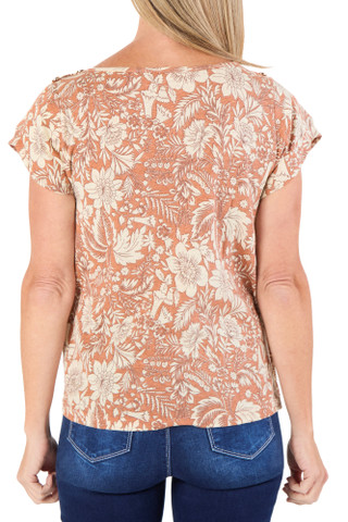 Thumbnail 2: Sapphire Women's Short Sleeve Floral Top 