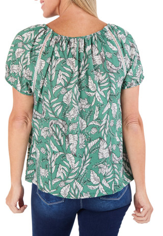 Thumbnail 2: Joie De Vivre Women's Ladder Trim Peasant Top 