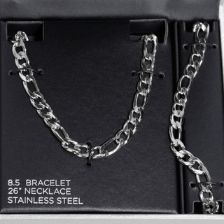 Thumbnail 2: AMERICAN EXCHANGE Men's 2 Pc Stainless Steel Necklace & Bracelet Set 