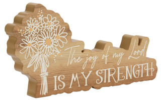 Thumbnail 2: Sixtrees 12x6 Wood Joy of Lord My Strength Home Accent 