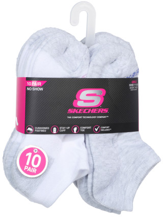 Thumbnail 1: Skechers Girls 10 Pk Cushioned No Show Socks 