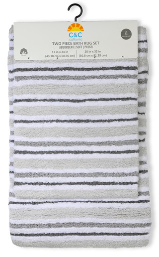 Thumbnail 1: C&C California 2 Pc Stripe Bath Rug Set 