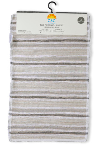 Thumbnail 2: C&C California 2 Pc Stripe Bath Rug Set 
