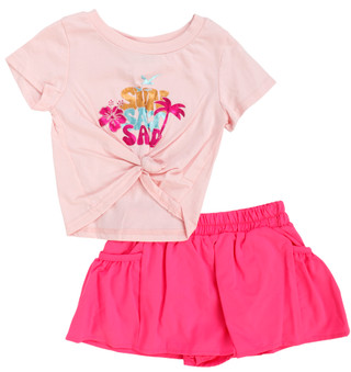 Thumbnail 1: Rare Editions Little Girl's 2 Pc Graphic Tee Skort Set 
