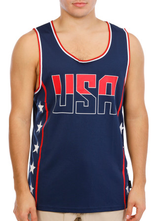 Thumbnail 1: BROOKLYN CLOTH Men's Mesh USA Tank Top 