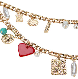 Thumbnail 2: True Love Accessories Women's Gold Chain Belt w/ Charms 