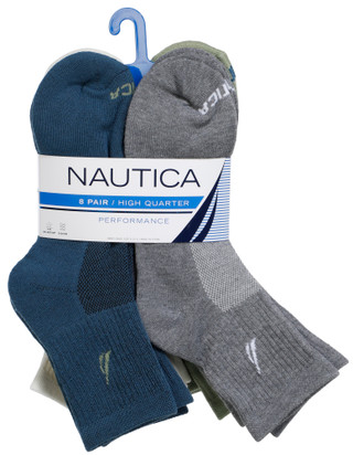 Thumbnail 1: Nautica Men's 8 Pk High Quarter Socks 