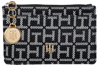 Thumbnail 1: Tommy Hilfiger Monogram Jacquard Zip Card Holder Wallet with Logo Charm 