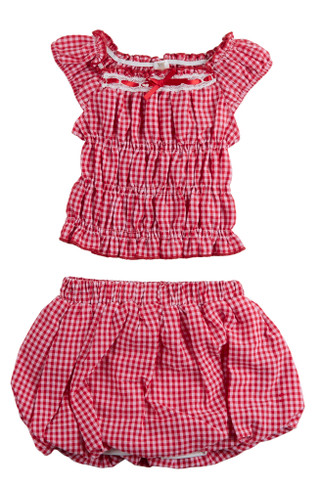 Thumbnail 1: Star Ride Little Girl's Gingham Blouse Skort Set 
