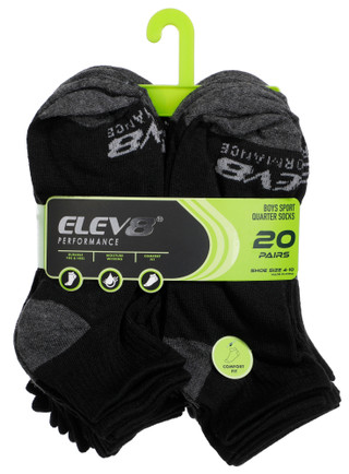 Thumbnail 1: Elev8 Boy's 20 Pk Quarter Sport Socks 