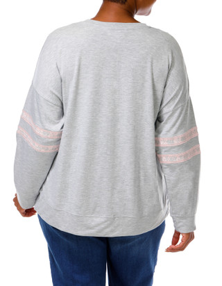 Thumbnail 4: Magical Season Women's Plus Long Sleeve Lace 87 Top 