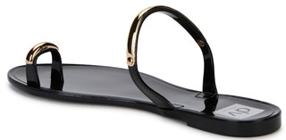 Thumbnail 3: Dolce Vita Women's Ivonna Gold Accent Toe Loop Jelly Slides 