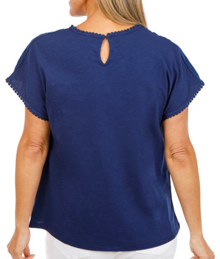 Thumbnail 3: Lands' End Women's Short Sleeve Eyelet Jersey Slub Top 