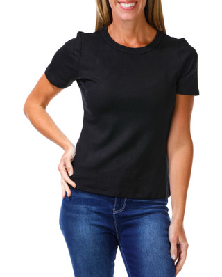 Thumbnail 1: Cyrus Women's Ribbed Comfort Stretch Crew Neck Tee 