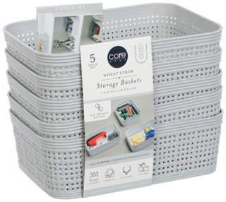 Thumbnail 1: Core Home 5 Pk Wheat Straw Storage Baskets 