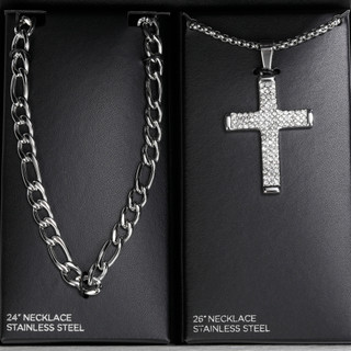 Thumbnail 3: AMERICAN EXCHANGE Men's 2 Pk Stainless Steel Necklace Set 