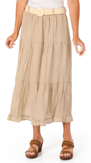 Thumbnail 1: Ana & Rose Women's Belted Tiered Maxi Skirt 