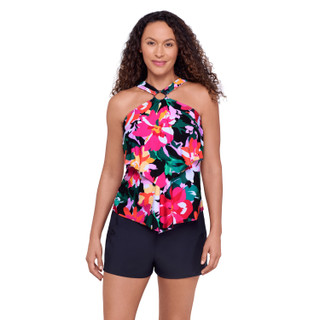 Thumbnail 3: American Beach Women's Layered Halter Tankini Swim Top 