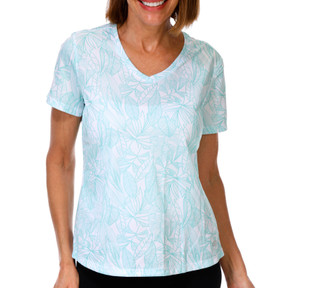 Thumbnail 1: REEL LEGENDS Petite Short Sleeve Freeline V Neck Top 