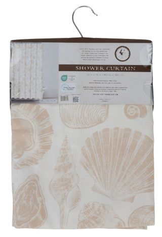 Thumbnail 2: Panama Jack 72x72 Shell Toile Taupe Shower Curtain 
