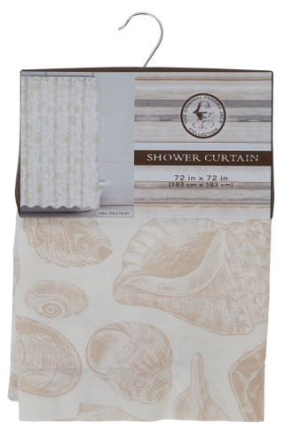 Thumbnail 1: Panama Jack 72x72 Shell Toile Taupe Shower Curtain 