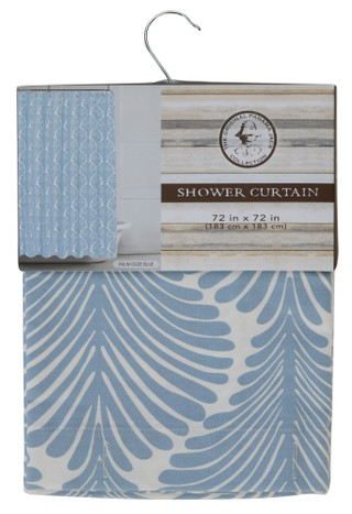 Thumbnail 1: Panama Jack 72x72 Palm Ogee Blue Shower Curtain 