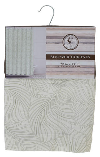 Thumbnail 1: Panama Jack 72x72 Palm Overly Green Shower Curtain 