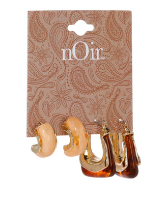 Thumbnail 3: Noir 2 Pk Resin Gem Earrings 
