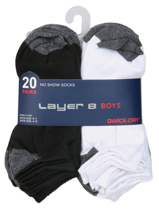 Thumbnail 1: Layer 8 Boy's 20 Pk No Show Socks 
