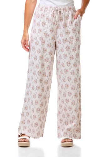Thumbnail 1: Pink Rose Juniors Floral Wide Leg Pants 