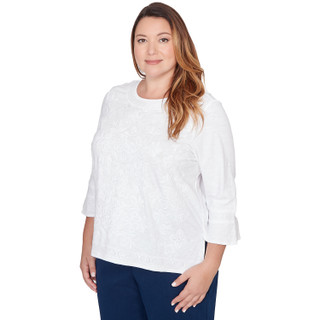 Thumbnail 3: Alfred Dunner Plus 3Q Sleeve Medallion Embroidered Top 