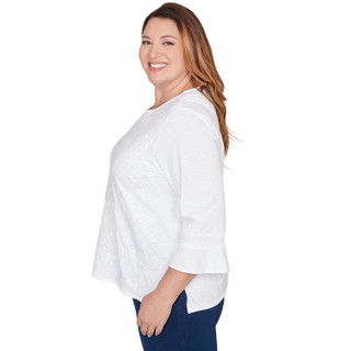 Thumbnail 4: Alfred Dunner Plus 3Q Sleeve Medallion Embroidered Top 