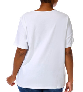 Thumbnail 2: Coral Bay Women's Plus Embroidered Short Sleeve Top 