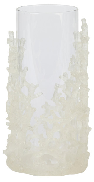 Thumbnail 2: Contrast 11x5 Clear Coral Hurricane Candle Holder 