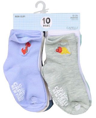Thumbnail 1: Capelli New York Baby Boys 10 Pk Non-Slip Crew Socks 