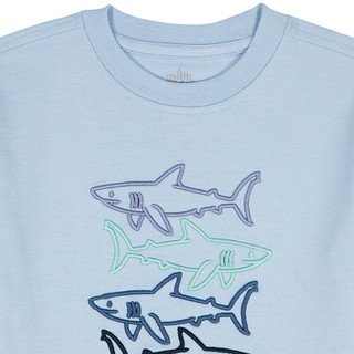 Thumbnail 4: Kids Headquarters Little Boy's 2 Pc Short Sleeve Shark Tee Cargo Set 