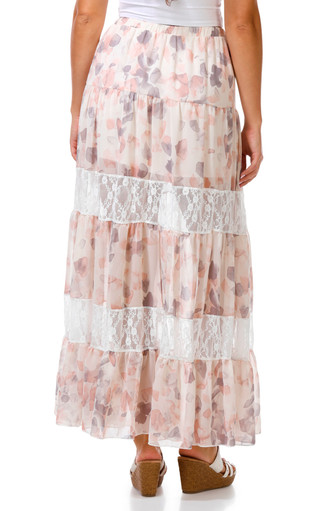 Thumbnail 3: SECONDARY Juniors Chiffon Lace Inset Maxi Skirt 