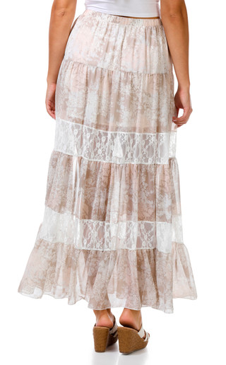 Thumbnail 3: Saints & Hearts Juniors Chiffon Lace Inset Maxi Skirt 