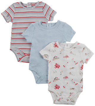 Thumbnail 1: SHABBY CHIC Baby Boy's 3 Pk Short Sleeve Carnival Onesie Set 