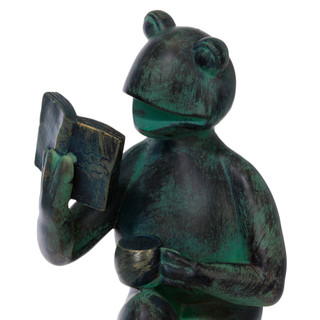 Thumbnail 2: TURTLE KING CORP Reading Frog Garden Statue 