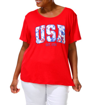 Thumbnail 1: Ilu Ilu Women's Plus Embroidered USA Top 
