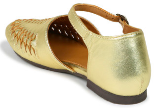 Thumbnail 3: Seychelles Women's Crimson Gold Leather Woven Flats 
