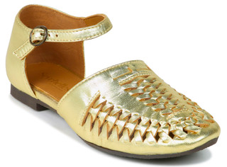Thumbnail 1: Seychelles Women's Crimson Gold Leather Woven Flats 