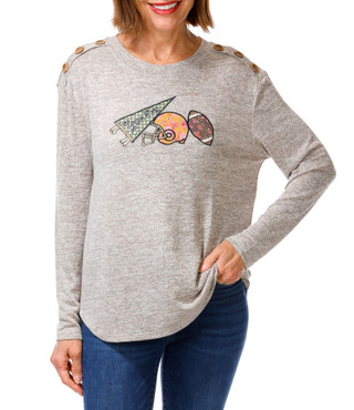 Thumbnail 1: Tru Self Women's Embroidered Football Top 