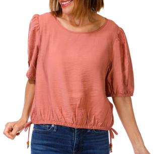 Thumbnail 1: NINE WEST Women's Short Sleeve Satin Bubble Hem Top 