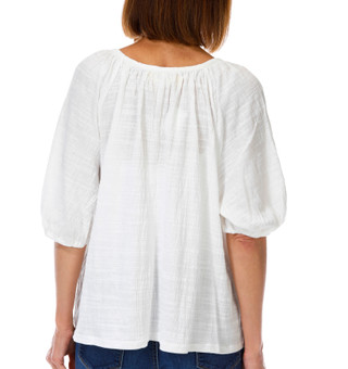 Thumbnail 3: MAX STUDIO Women's Short Sleeve Crochet Yoke Top 