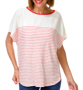 Thumbnail 1: MAX STUDIO Women's Short Sleeve Striped Dolman Top 