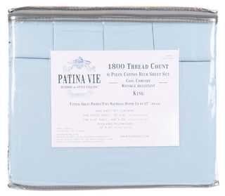 Thumbnail 3: PATINA VIE 1800 Thread Count Sheet 6-Piece Set 