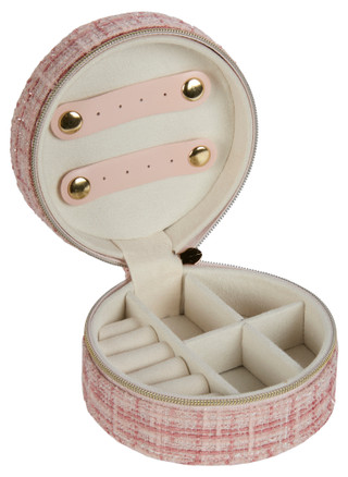 Thumbnail 2: Lesa Michele Pink Tweed Jewelry Travel Case 